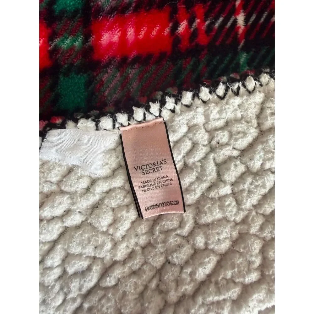 Victoria's secret Sherpa lined throw blanket red